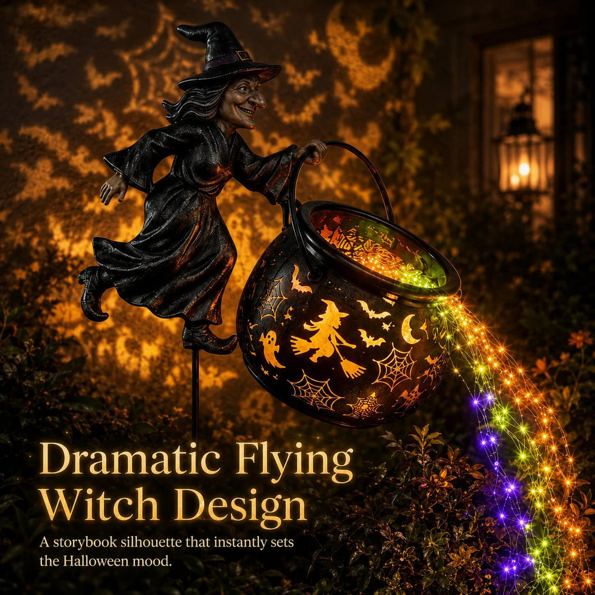 Lichtgevende Halloween-heksenketel met heks 🎃🧙