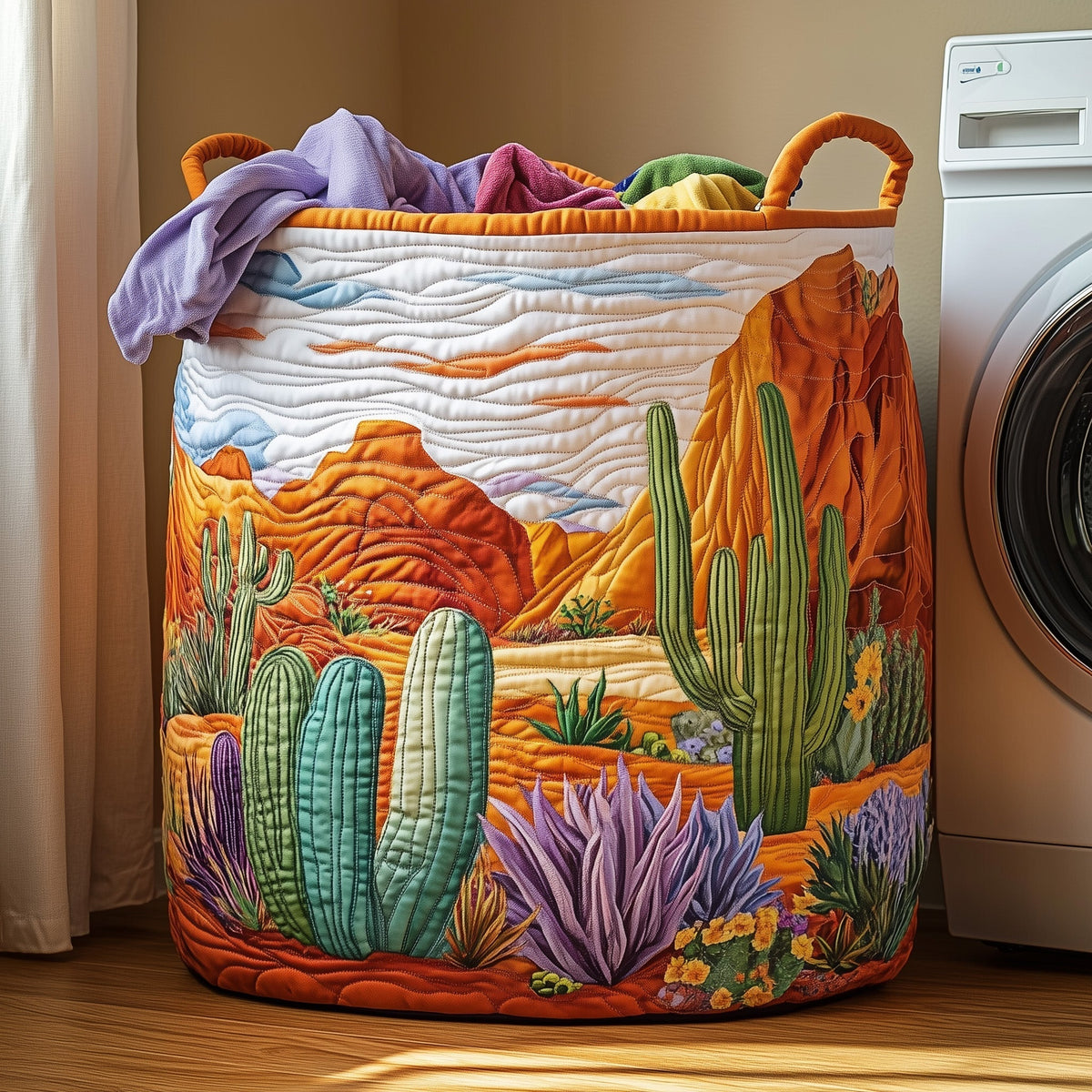 Cactus Heaven Quilted Laundry Basket GFTOHD10062