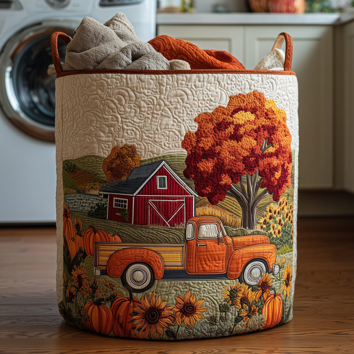 Fall at the Farm Quilted Laundry Basket GFTOHD9992