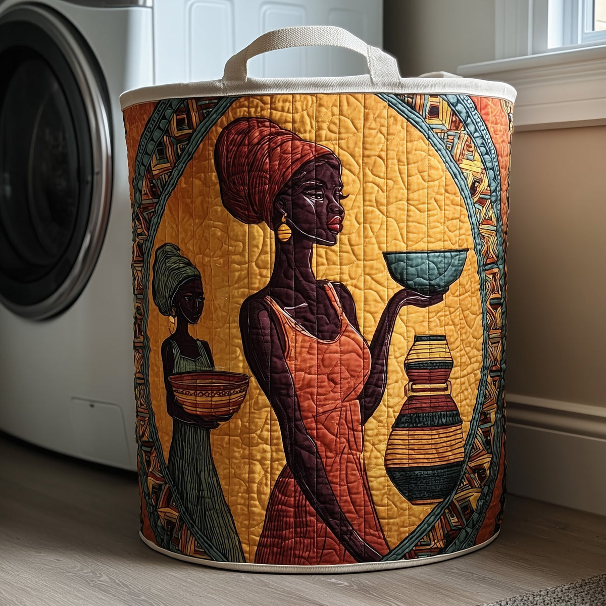 African Sunlight Quilted Laundry Basket GFTOMA6102