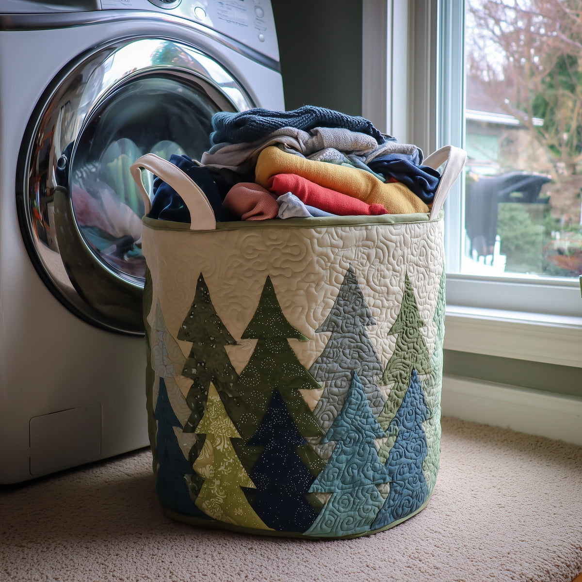 Pine Tree Quilted Laundry Basket GFTONL6254