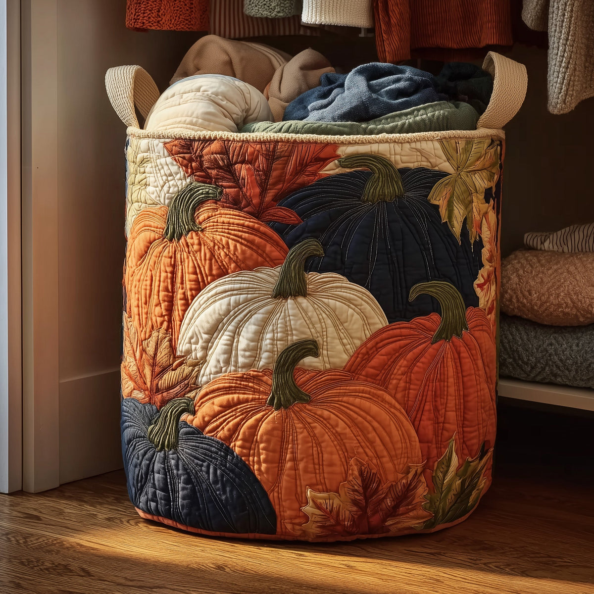 Autumn Pumpkin Quilted Laundry Basket GFTONT2625