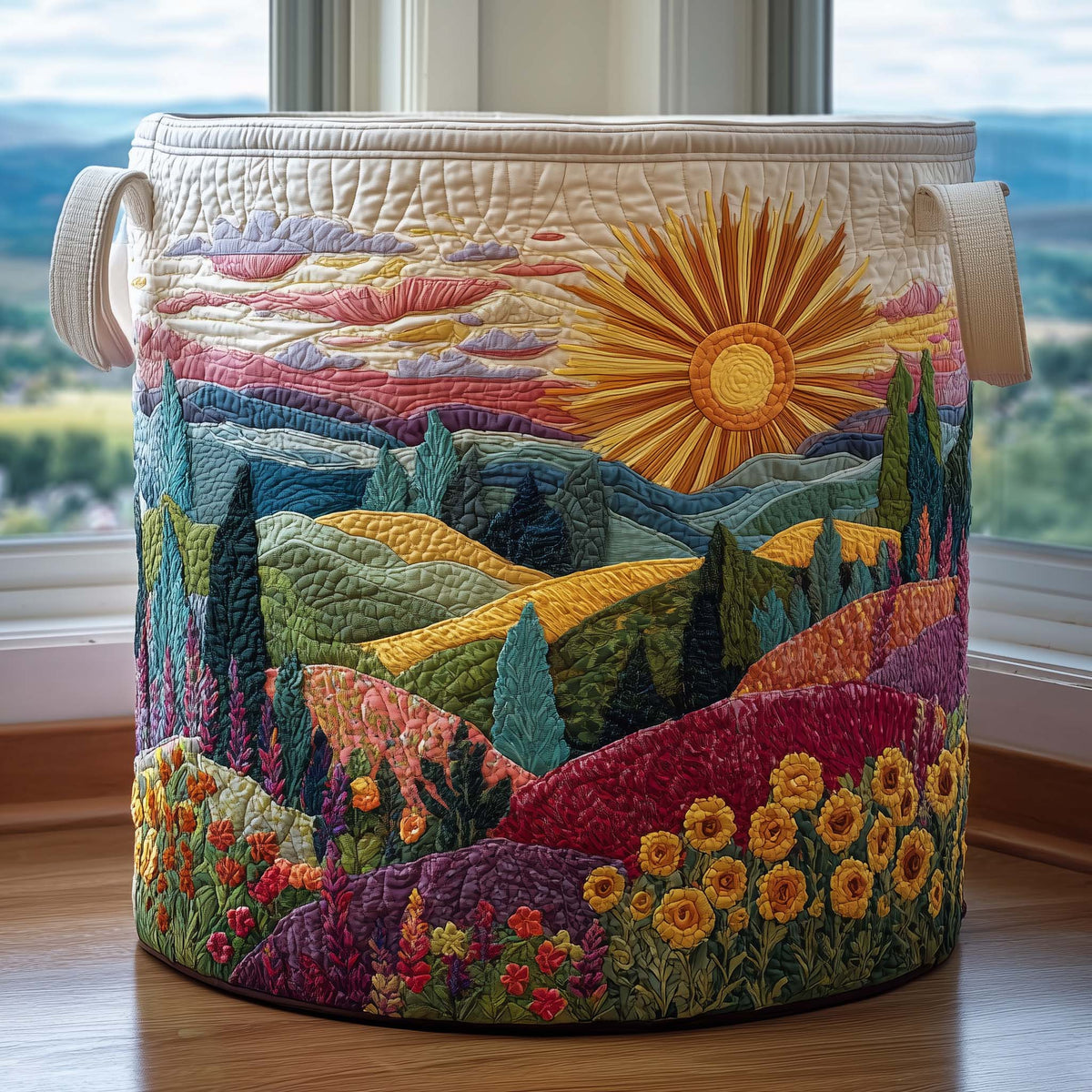 Radiant Hills Quilted Laundry Basket GFTOQM1722