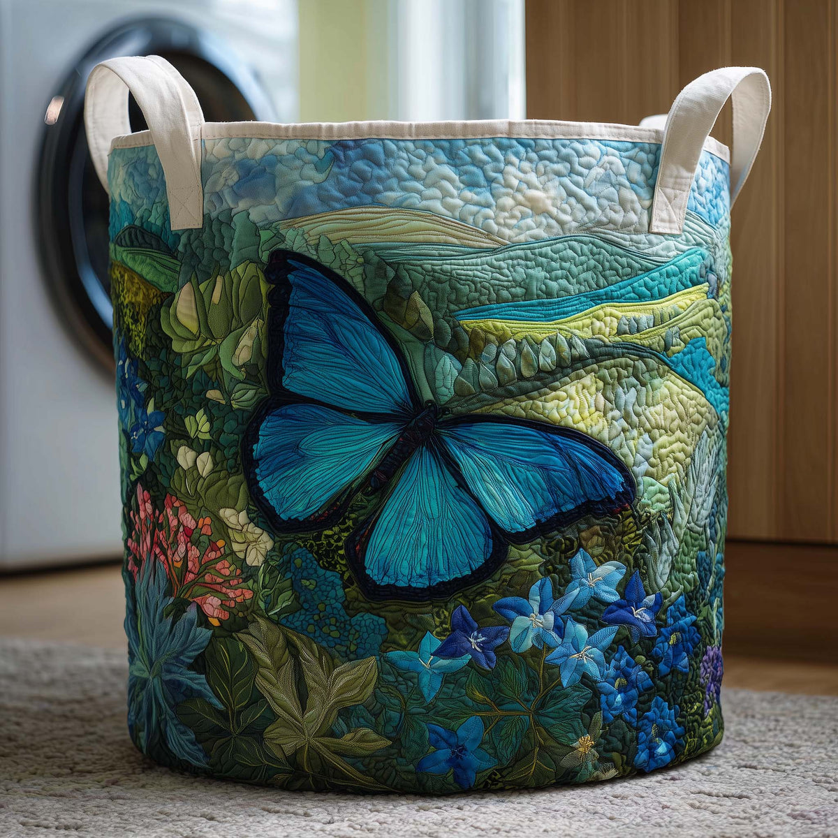 Blue Morpho Quilted Laundry Basket GFTOQM1768