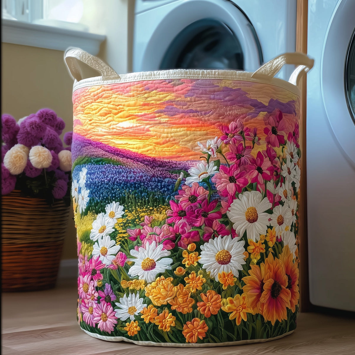 Sea Of Flowers Quilted Laundry Basket GFTOTG209