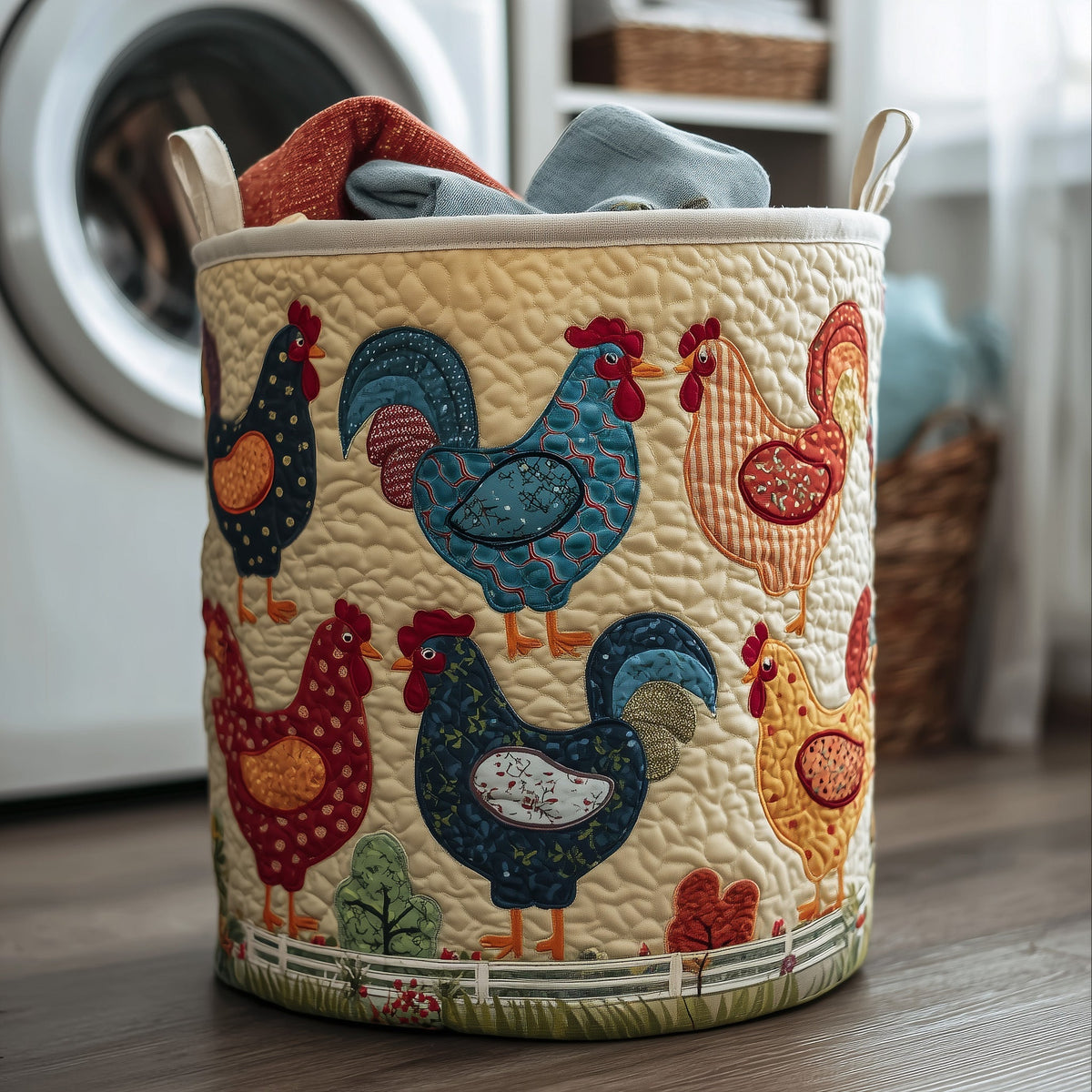 Whimsical Chicken Quilted Laundry Basket GFTOTG395
