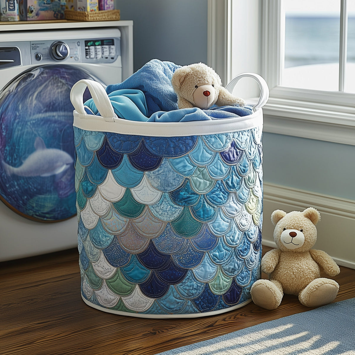 Elegant Mermaid Quilted Laundry Basket GFTOTL4688