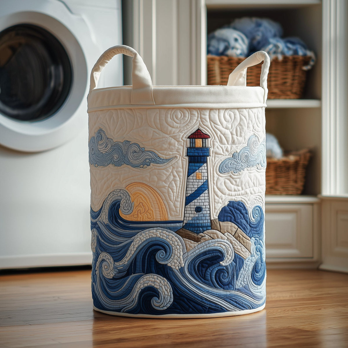 Lighthouse Quilted Laundry Basket GFTOTP11170