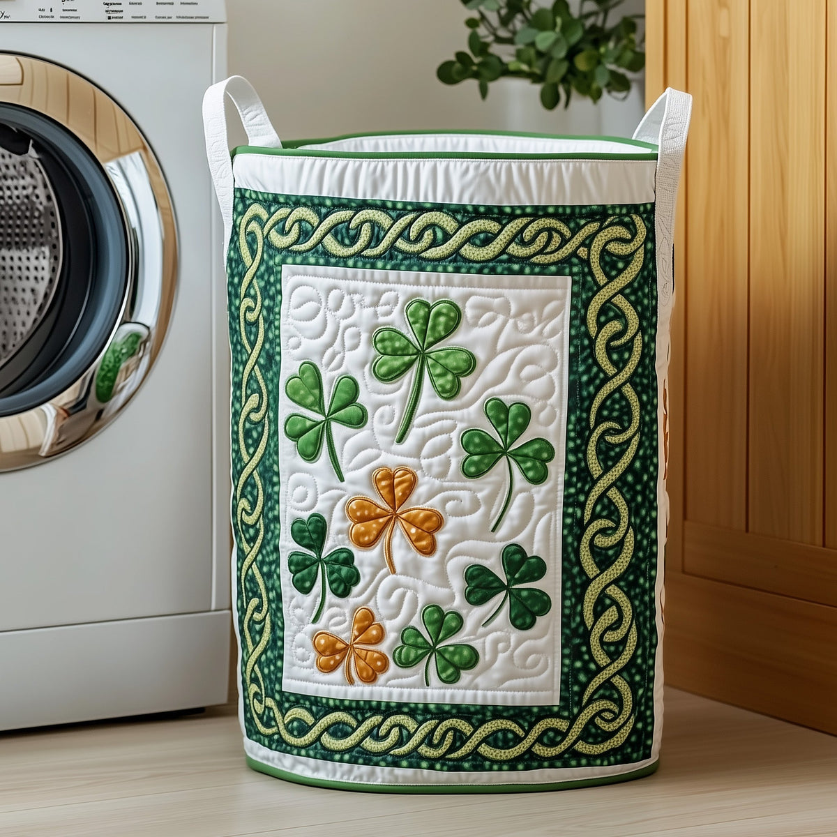 Irish Shamrock Quilted Laundry Basket GFTOTP11832