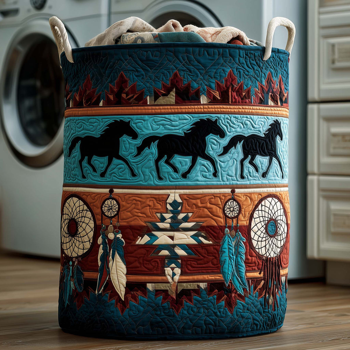 Native Horse Quilted Laundry Basket GFTOYC2667