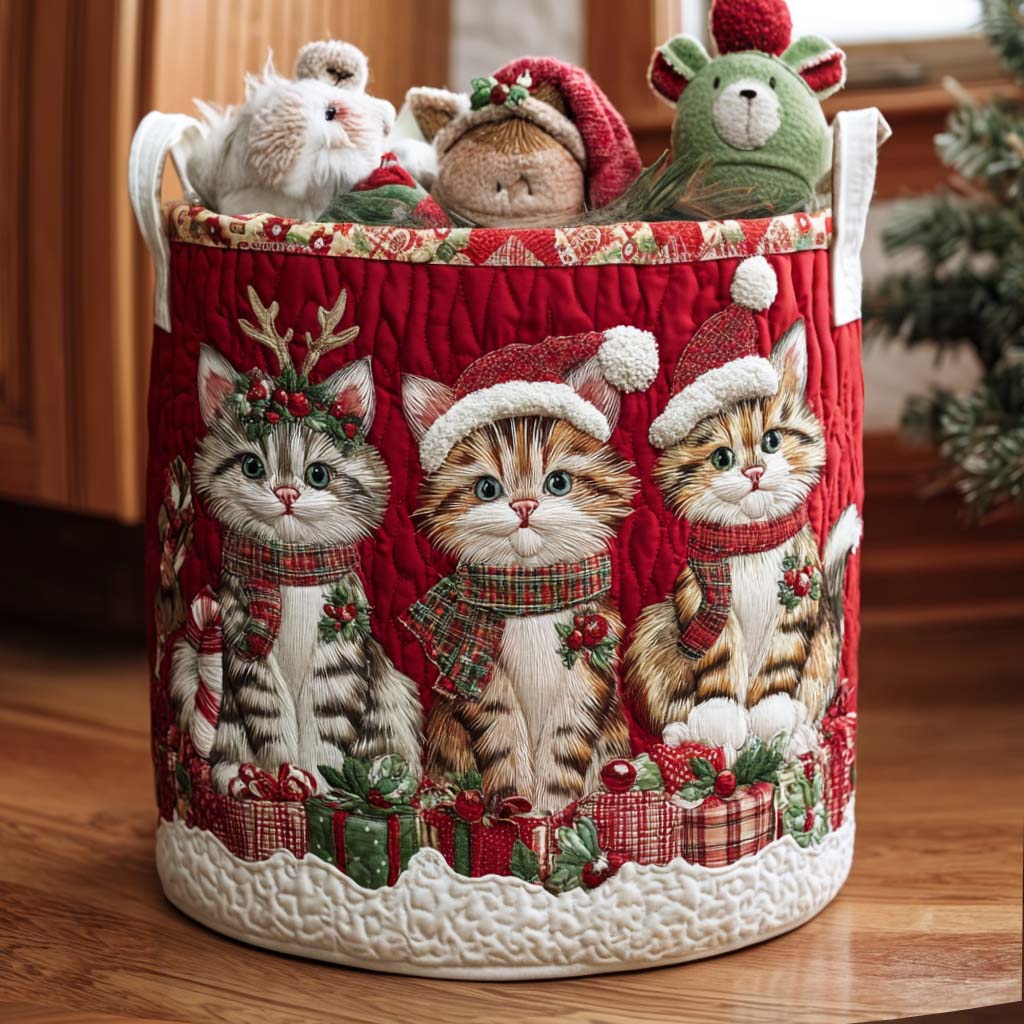 Jingle Cat Quilted Laundry Basket NCU0NNT2204