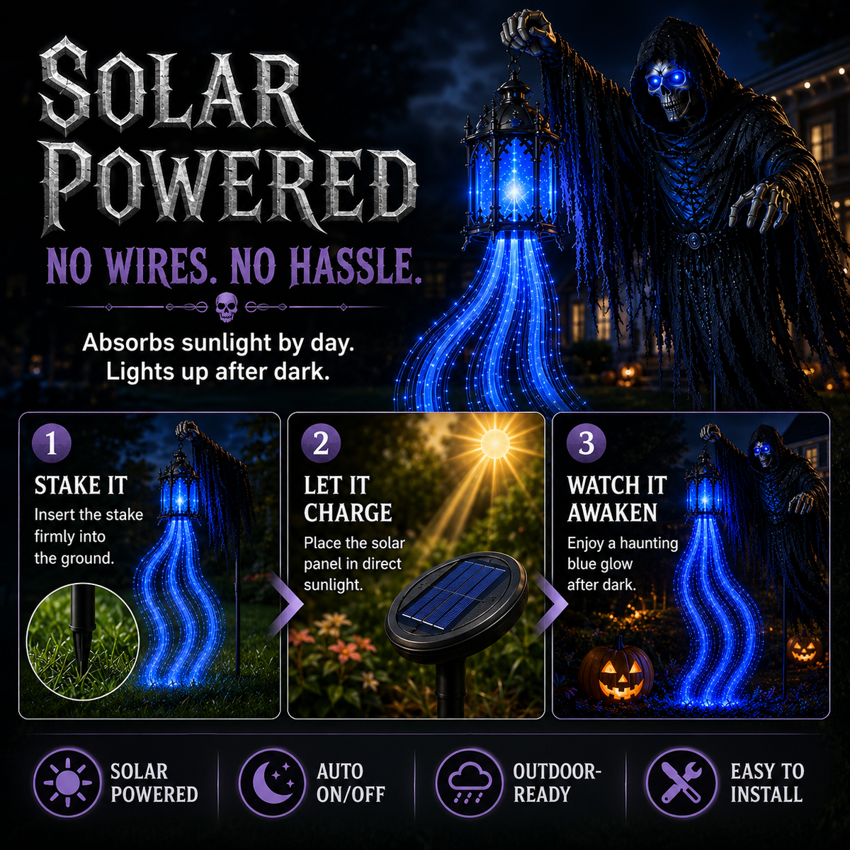 🎁Today 50% OFF🎁💀Animated Soul Harvester Solar Garden Light