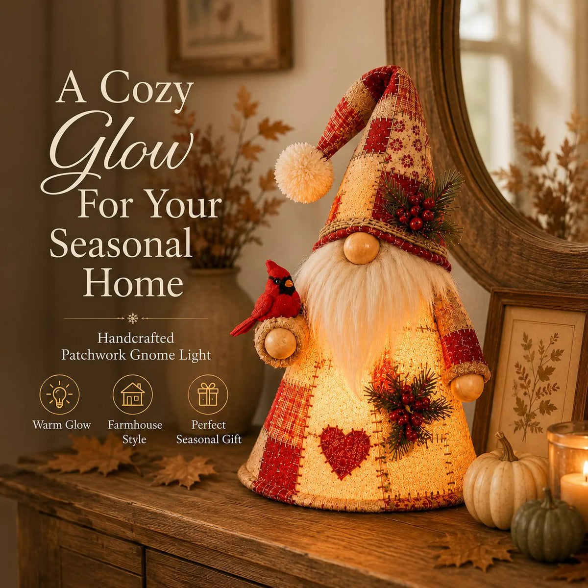 🔥LAST DAY 49% OFF🐦Bird Gnome Lights Warm farmhouse decor | Ideal holiday gifts✨