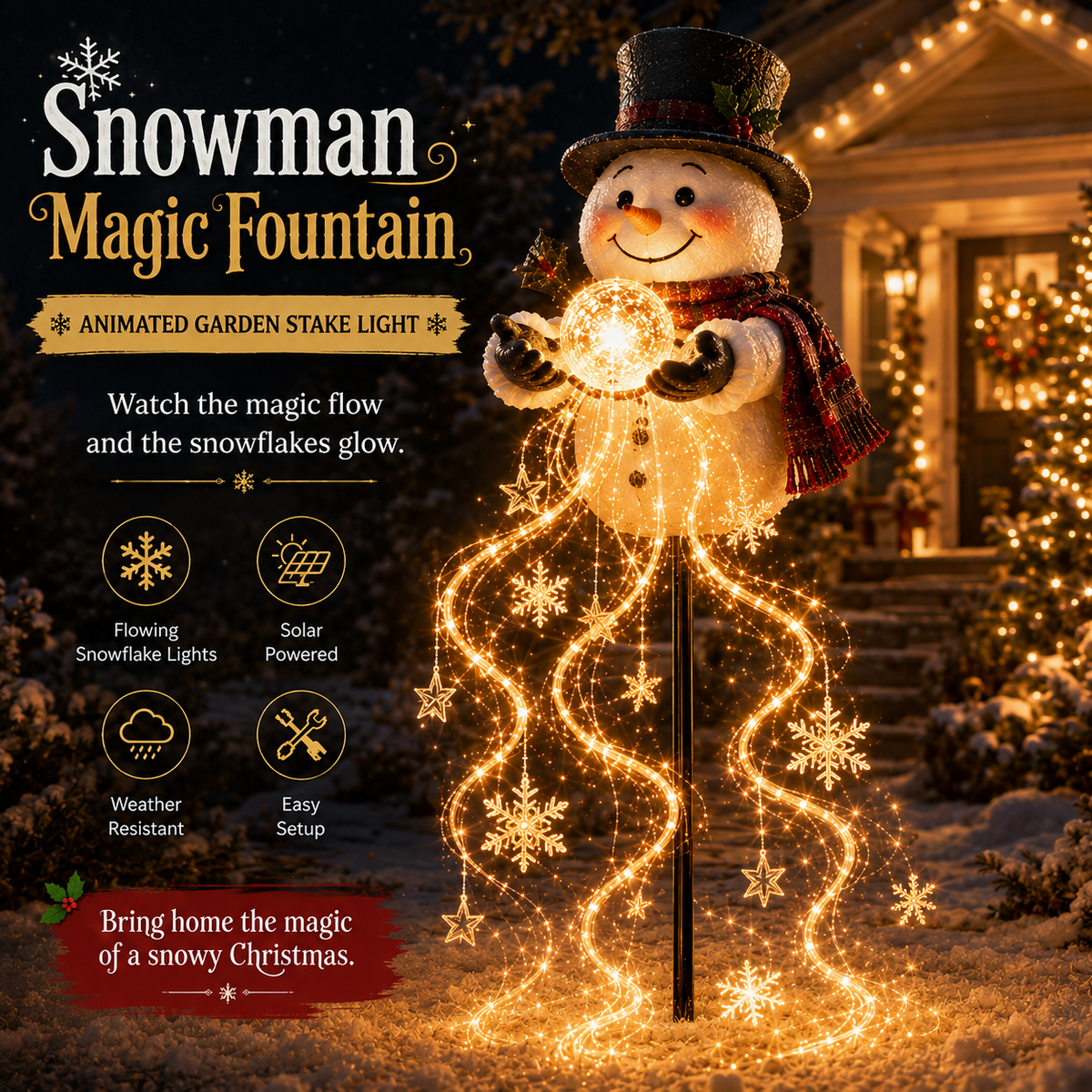 🎄Last day 50% OFF⛄Snowman Magic Sunstre™-Flowing Snowflake LED Christmas Garden Light❄️