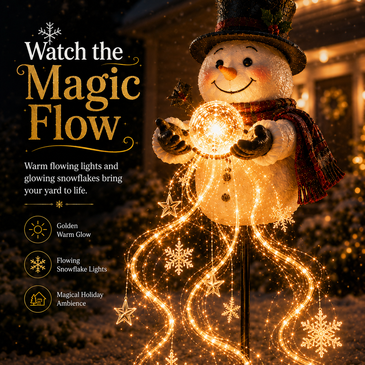 🎄Last day 50% OFF⛄Snowman Magic Sunstre™-Flowing Snowflake LED Christmas Garden Light❄️