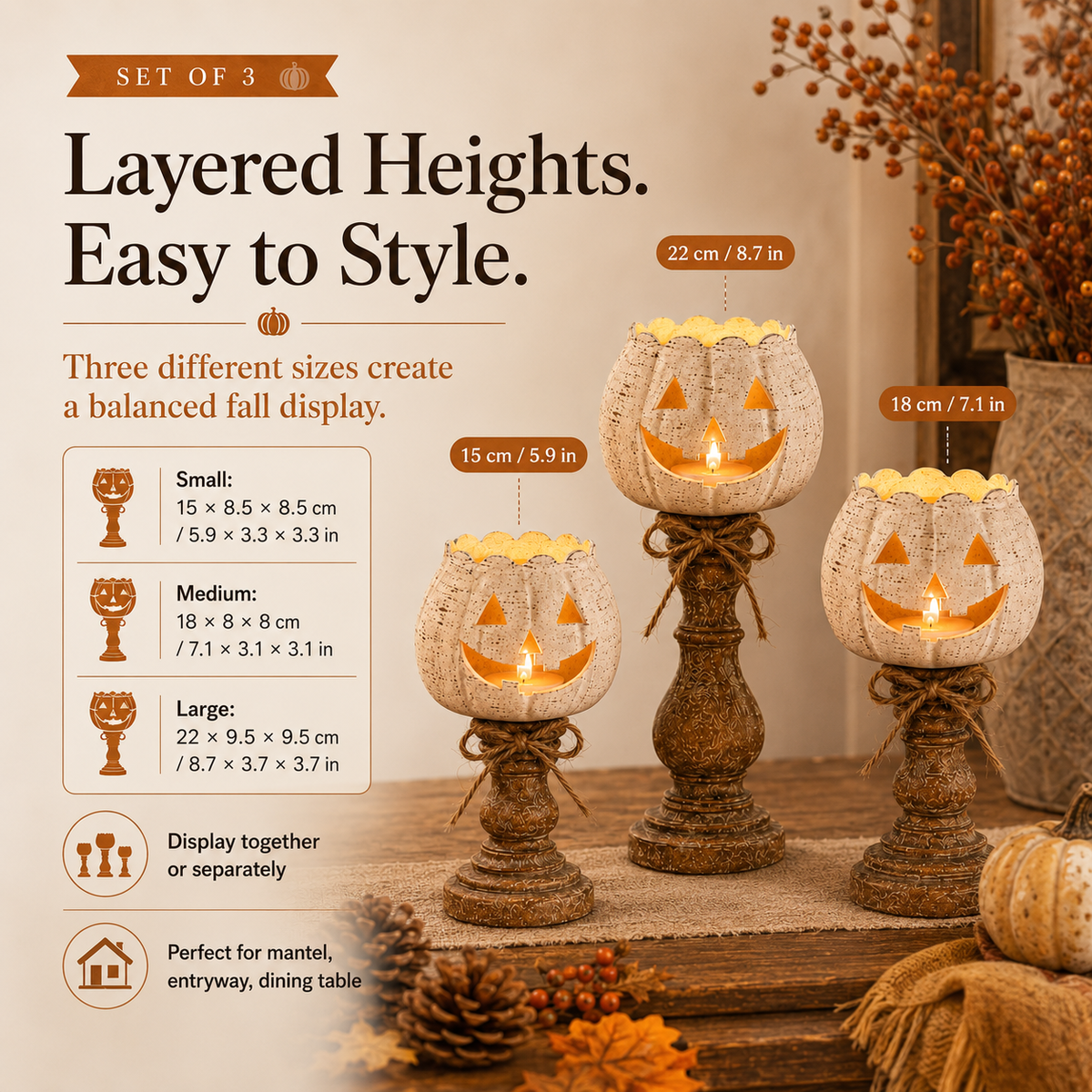 Rustic White Halloween Tealight Candle Holders