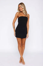 Keep Falling Strapless Mini Dress Black