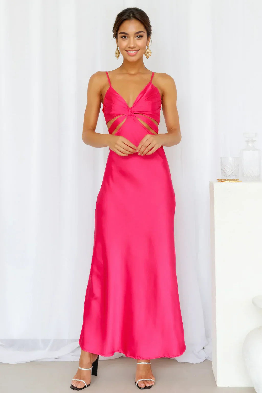 Cherry Pop Midi Dress Hot Pink