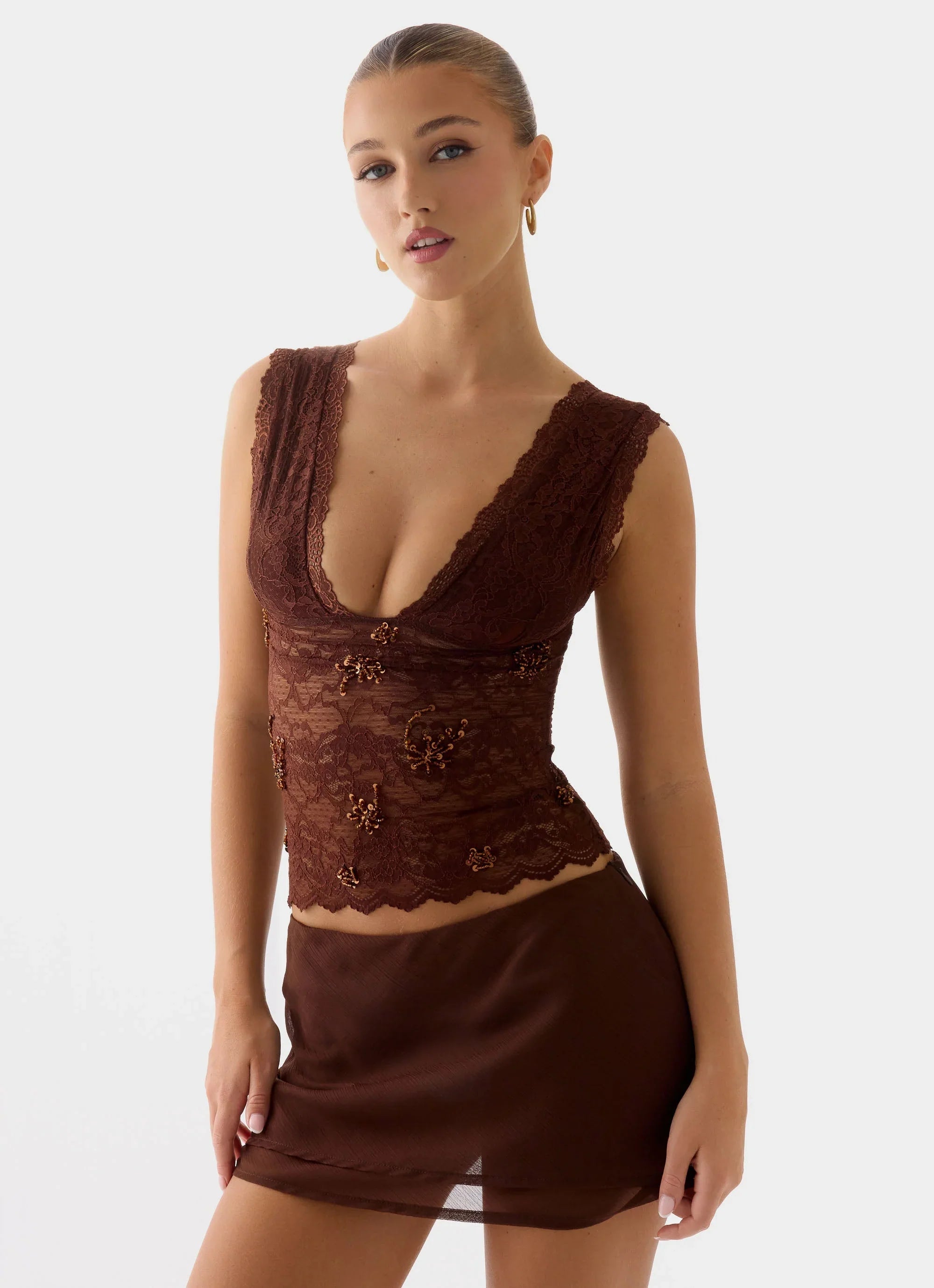 Sommers Lace Top - Chocolate