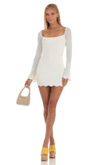 Crochet Bell Sleeve Dress in White
