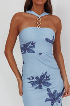 Maretha Gold Link Neckline Maxi Dress Lily Blue