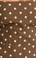 Leighton Maxi Dress - Cross Over Spaghetti Straps Square Neck A Line Dress in Choc/Cream Polka Dot