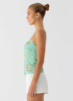 Be Alright Beaded Top - Turquoise