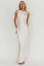 Cheers To You Cowl Back Maxi Dress Oyster