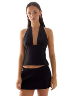 Rushing Around Halter Top - Black