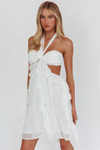Santiago Cut-Out Ruffle Mini Dress White
