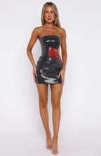 Make Up My Mind Sequin Mini Dress Midnight Scarlet