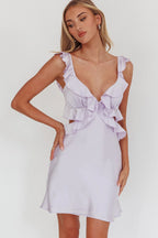 Second Chances Ruffle Trim Mini Dress Lilac