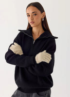 Stormy Weather Knit Gloves - Cream