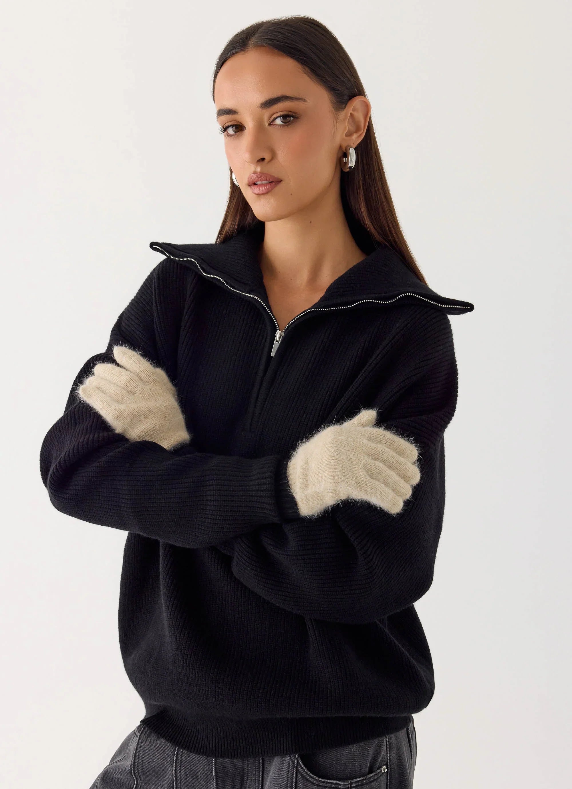 Stormy Weather Knit Gloves - Cream