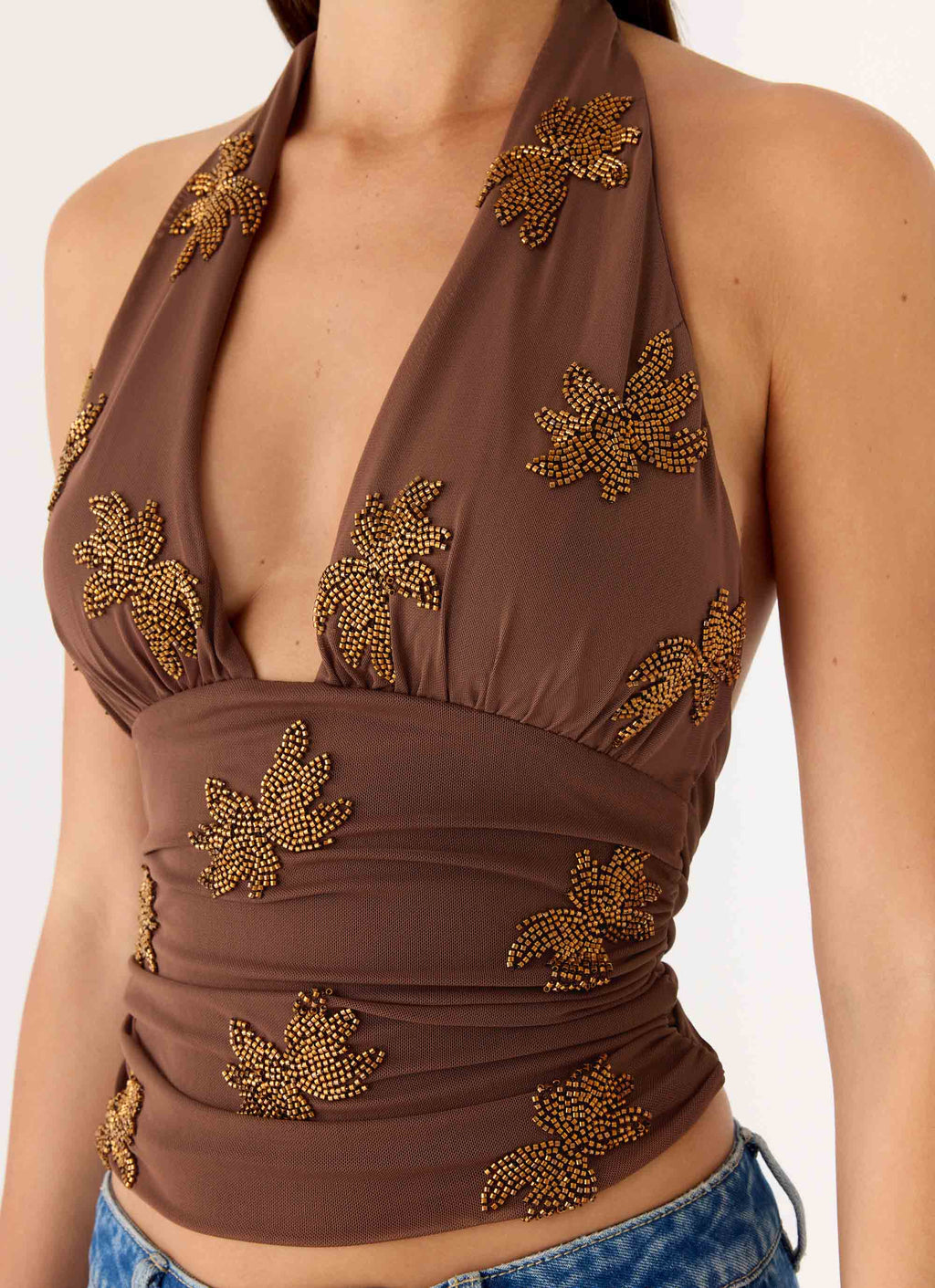 Malachi Beaded Top - Chocolate