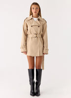 Jackie Mini Trench Coat - Tan