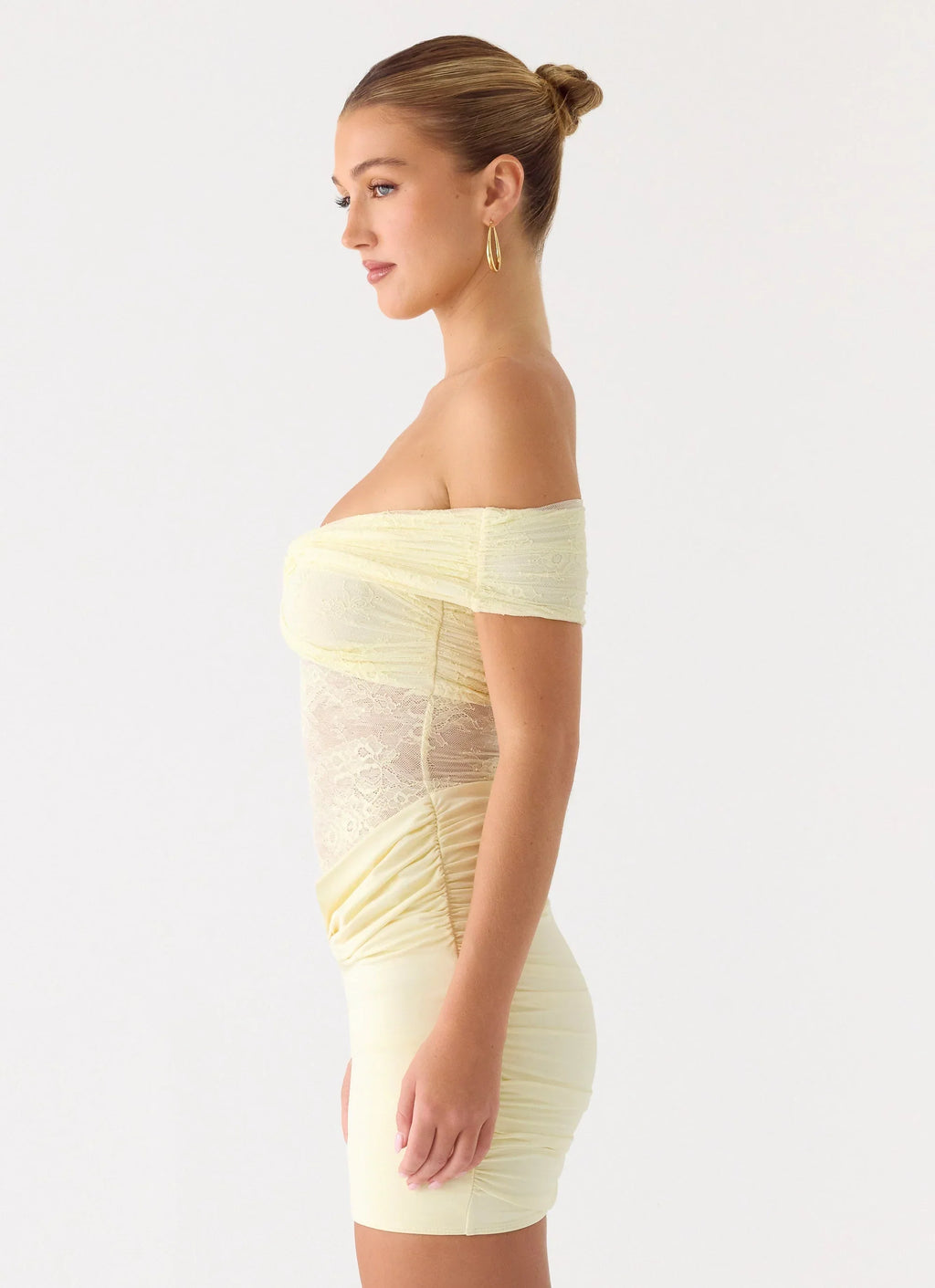 Either Way Off Shoulder Mini Dress - Yellow