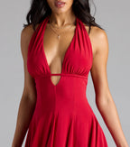 All This Allure Strappy Halter A-Line Skater Dress