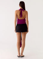 Right Back Halter Top - Maroon