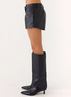 Oslo Faux Leather Mini Shorts - Black