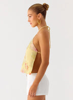 Bliss Beaded Halter Top - Floral Beaded