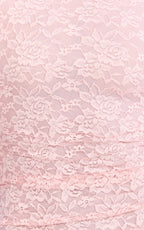Kyra Mini Dress - Long Flare Sleeve High Neck Lace Dress in Light Pink