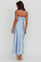 Marlie Side Pleat Maxi Dress Blue
