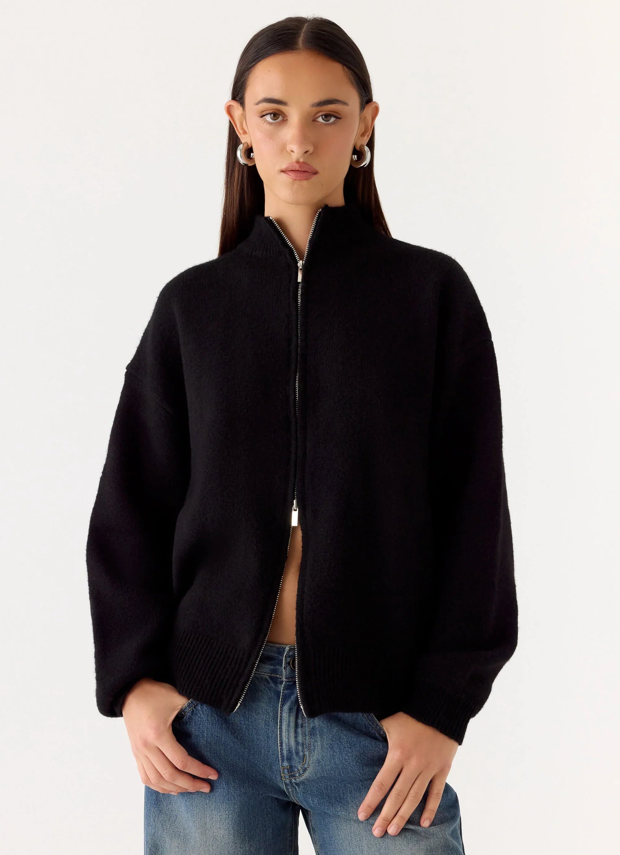 Davy Knit Zip Jacket - Black