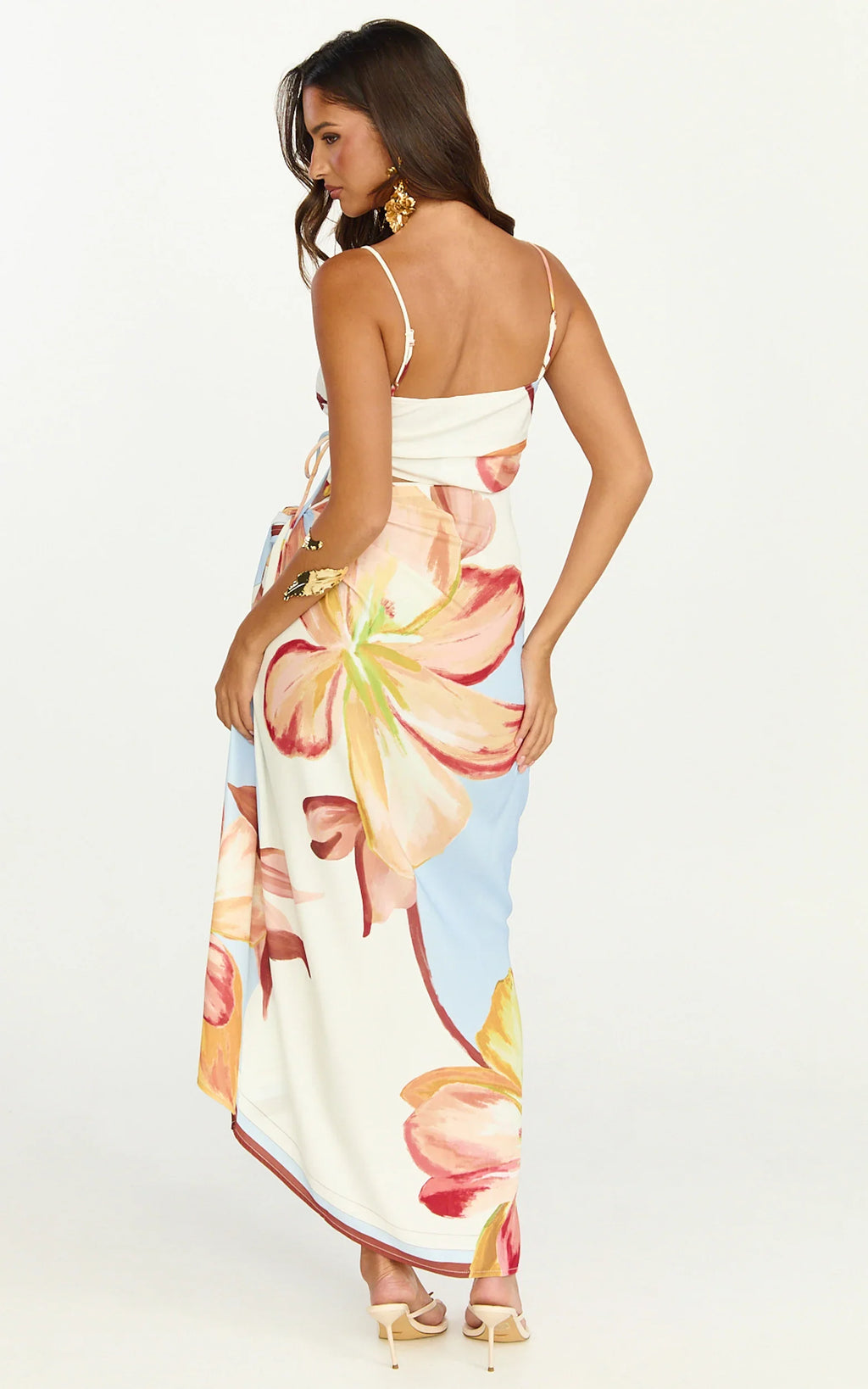 Robyn Maxi Dress - Square Neck Side Ruched Cut Out Dress in Cornflower Blue