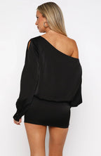 Love Letter Long Sleeve Mini Dress Black