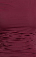 Judee Midi Dress - One Shoulder High Side Split Dress in Wine