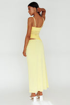 Lorely Ruched Bodice Midi Dress Yellow