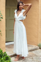 Madara Laced Back Ruffle Dress White