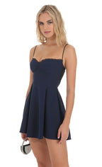 Back Lace A-Line Dress in Navy